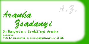 aranka zsadanyi business card